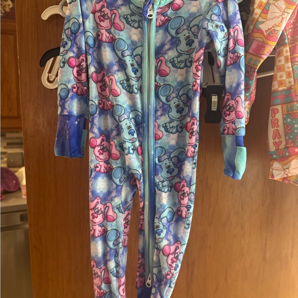 Blue and Pink blues clues bamboo Kids One Piece Pajamas